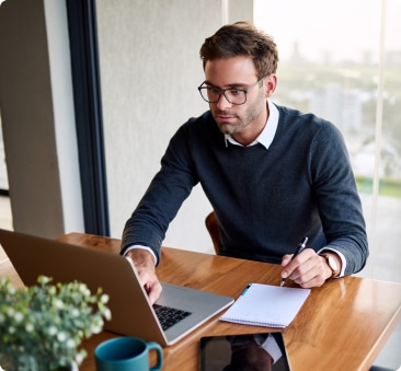 man working at desk